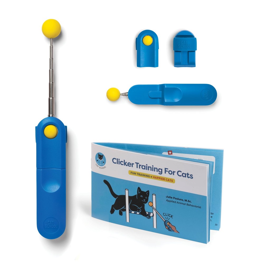 Cat Training Clicker with Detachable Wearable Finger & Target Blue