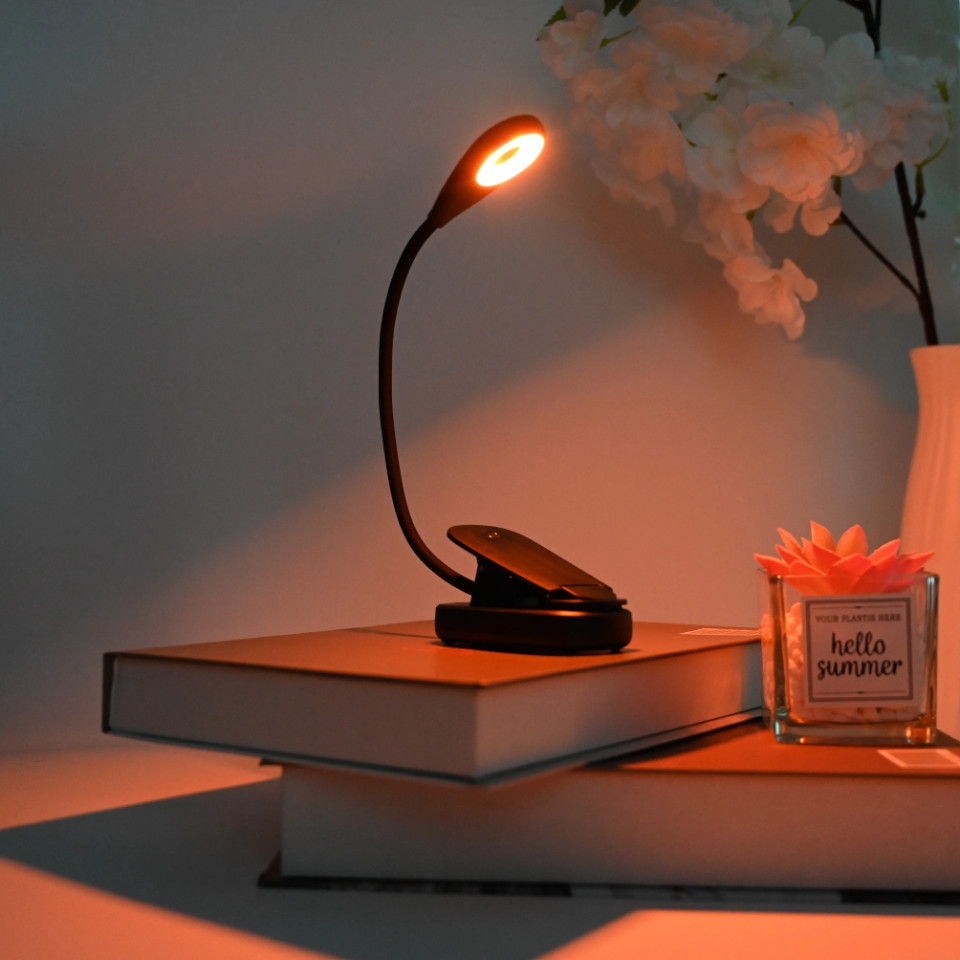 Rechargeable Red & Amber light night reading book light | blue light blocking