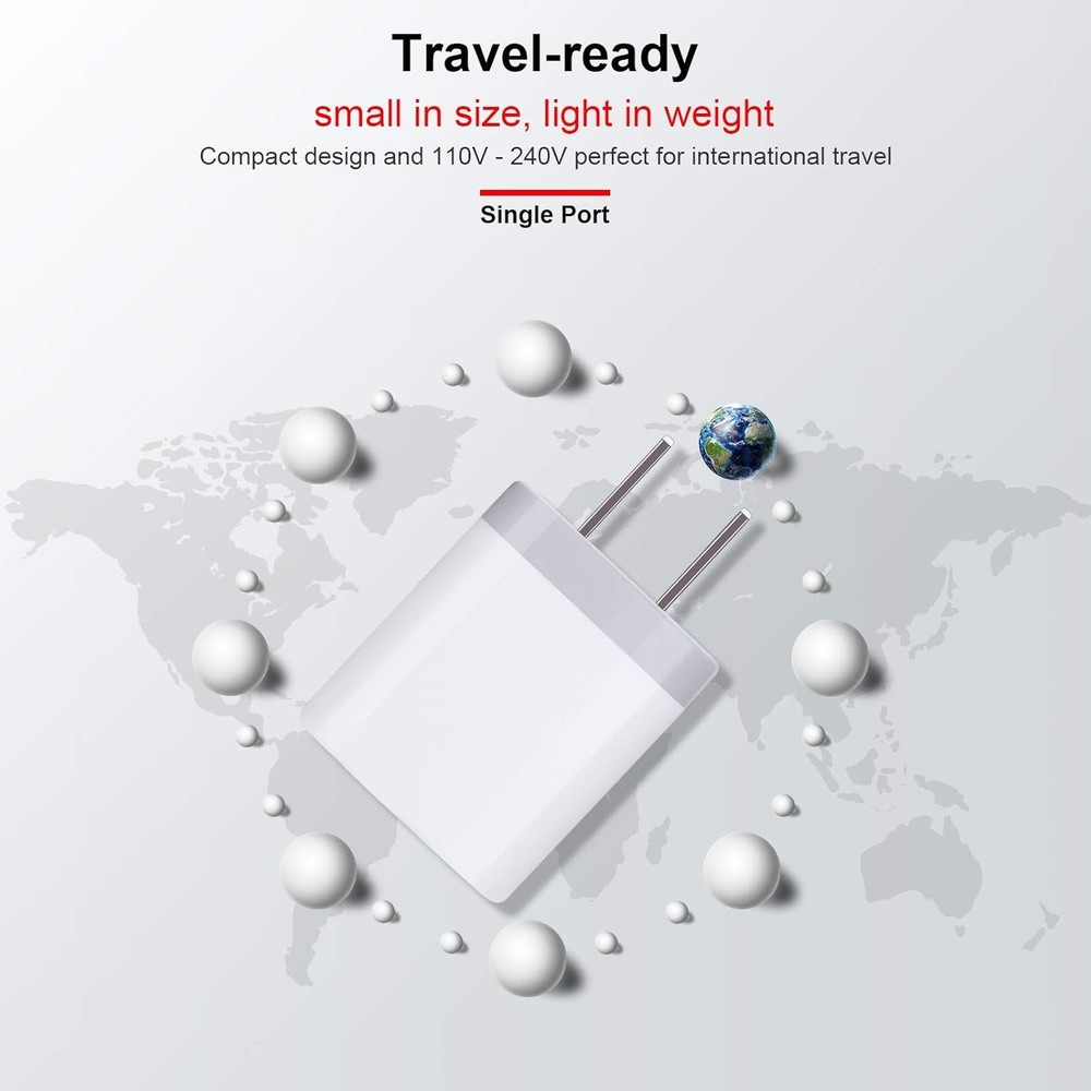 Charging Blocks for iPhone, Charger Box Sicodo 3Pack 3Pack-White, 3Pack-White