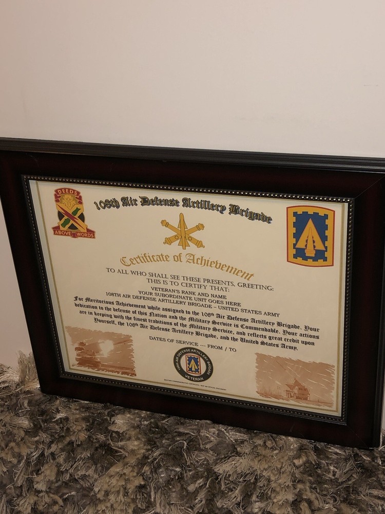 108TH AIR DEFENSE ARTILLERY BRIGADE - COA / (COMMEMORATIVE CERTIFICATE)
