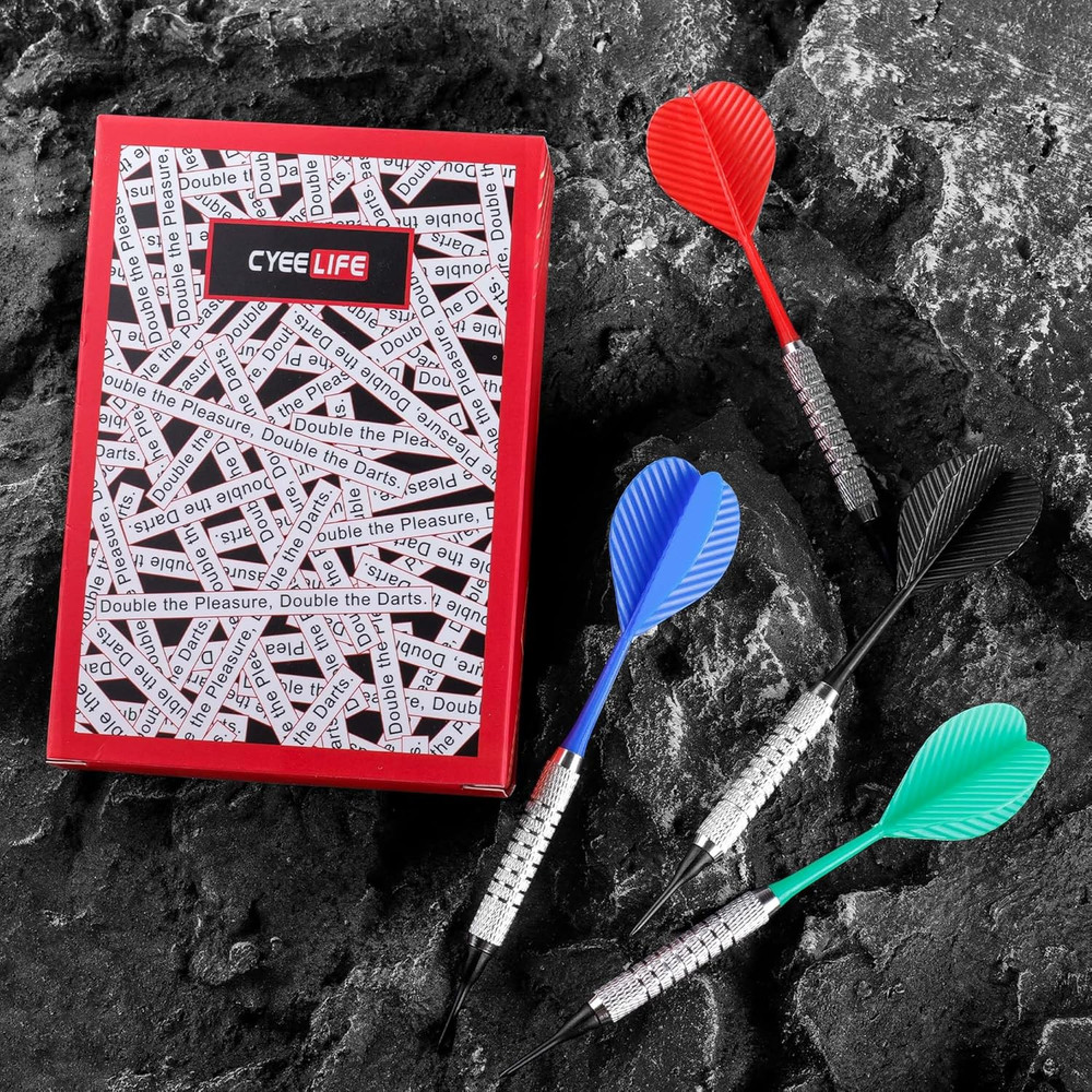 Plastic Tip Darts,12Pcs Soft Darts Set with 100 Plastic Tips for Electronic Dart