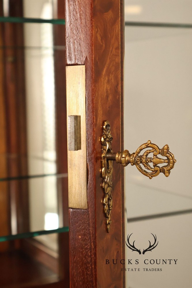 Walnut Marble Top Sideboard With Display Cabinets