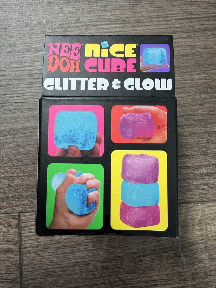 NeeDoh Nice Cube GLITTER & GLOW Blue Stress Ball