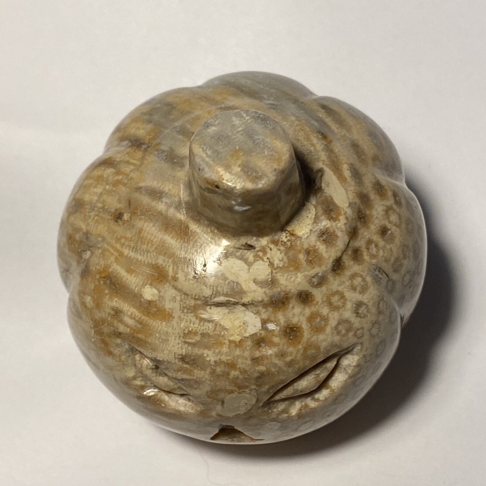 Agate Stone Jack o Lantern Pumpkin Sphere 2” diameter #2