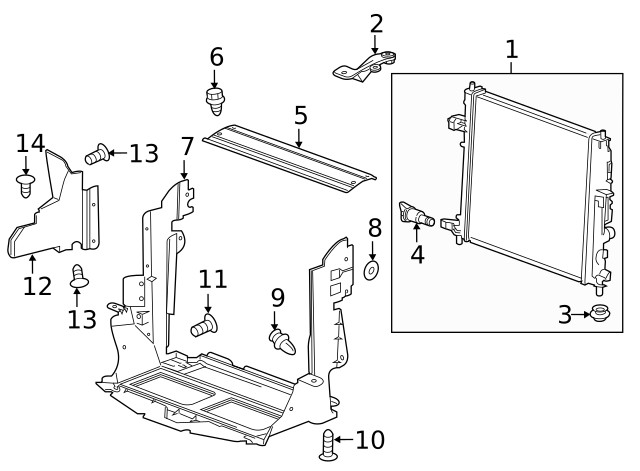 Genuine GM Passenger Side Radiator Upper Bracket 23310044
