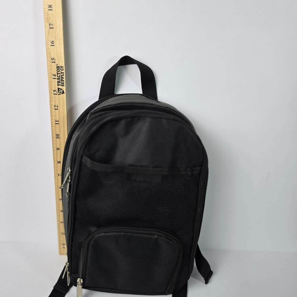 TI Mini Black Backpack Multiple compartments with interior hooks and straps