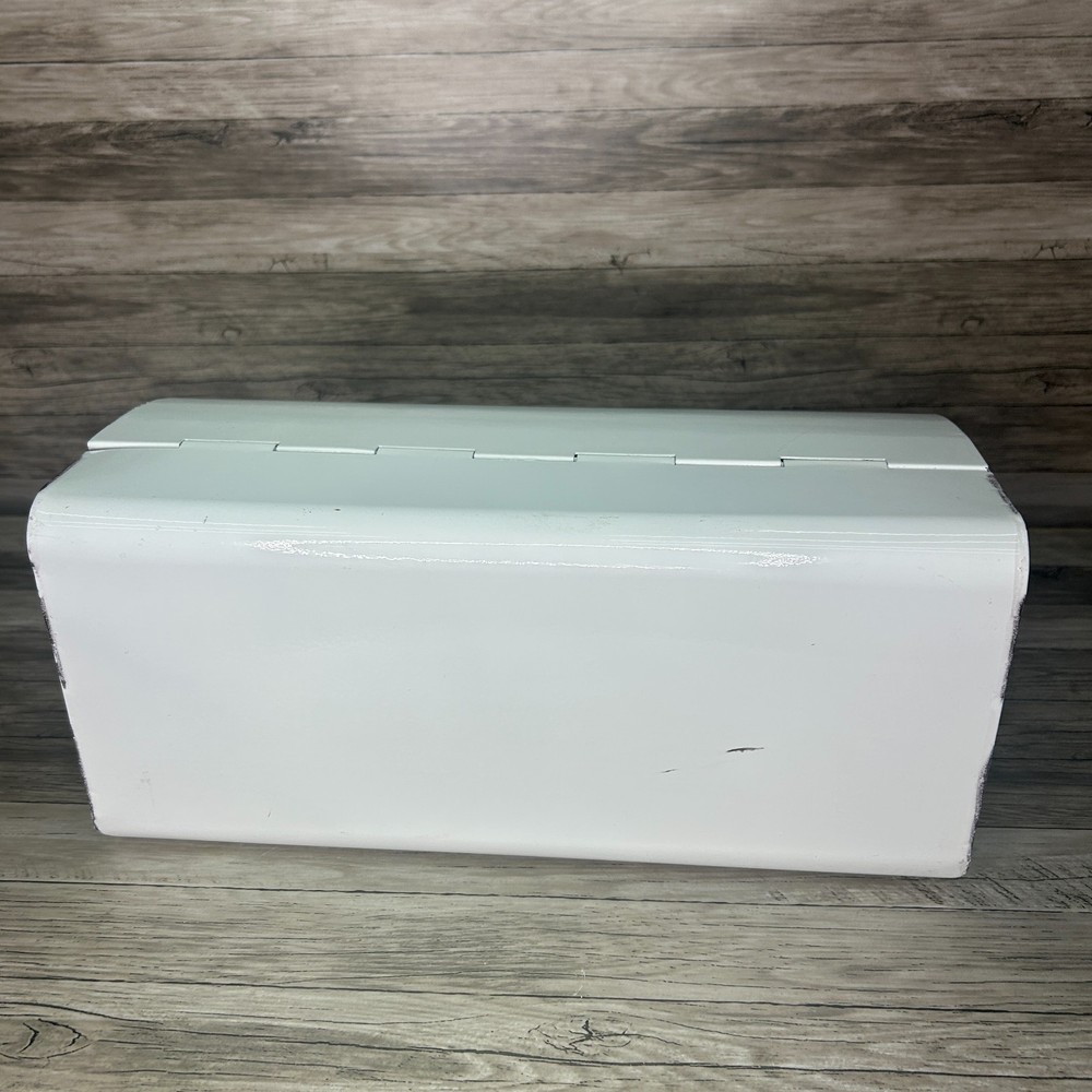 AuldHome Design Rustic White Bread Box Farmhouse Enamelware