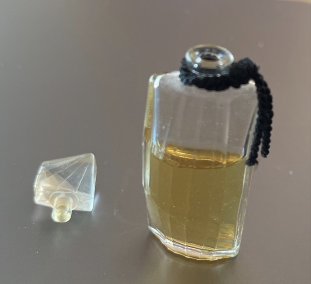 miniature perfume bottle half full - mystery scent no marks vanity decor