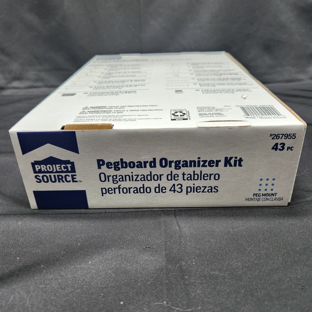 Project Source Pegboard Organizer Kit 43 Pc Tool Storage Hooks Hangers Garage