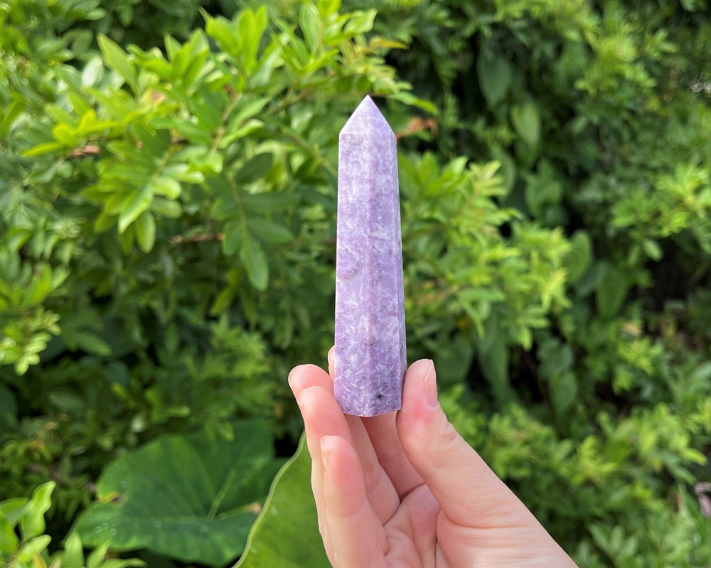 Lepidolite Obelisk (6-Sided Lepidolite Crystal Tower, A Grade Lepidolite Point)