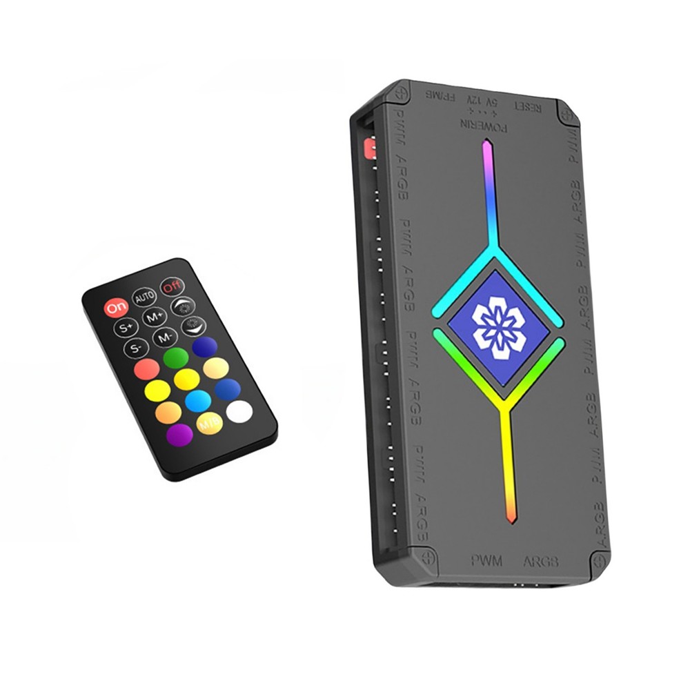 9 Channel PWM ARGB Controller 12V/5V Hub with Remote No App Needed Plug Play