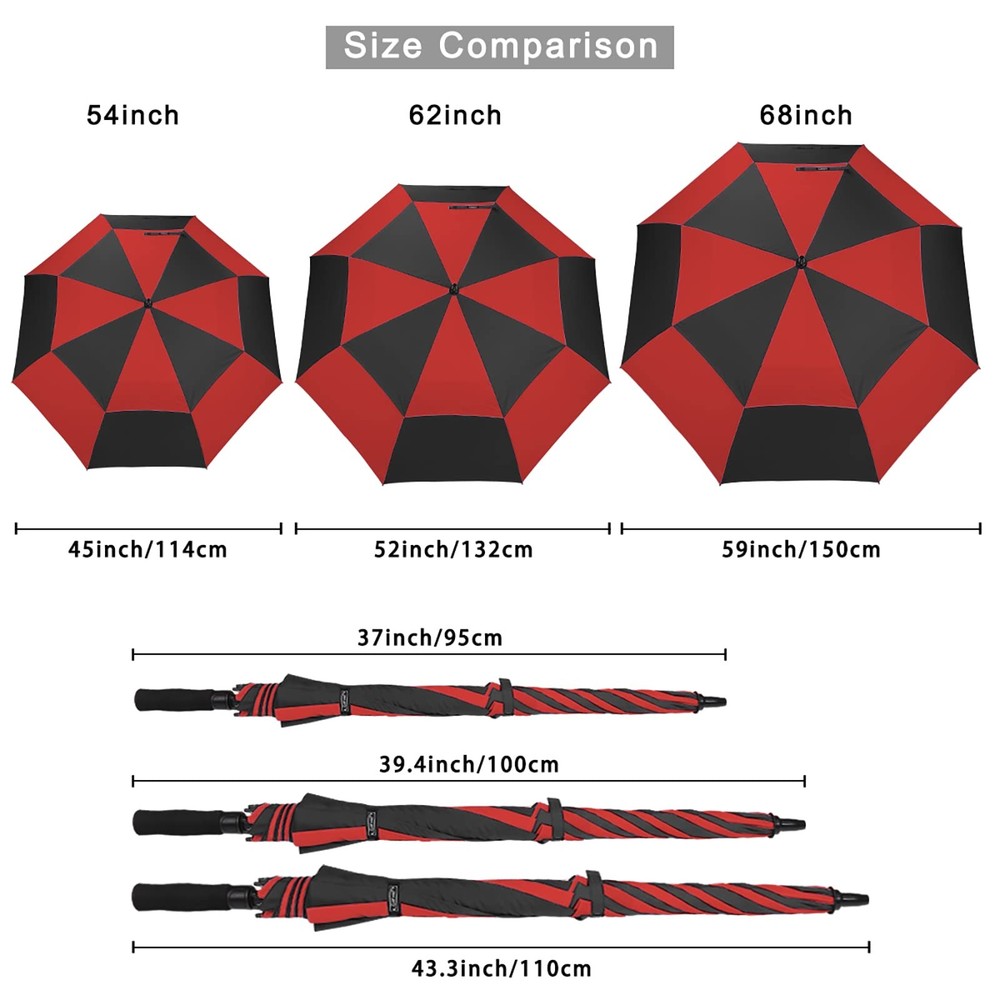 G4Free 54" Automatic Open Golf Umbrella Extra Large Oversize Double Canopy Vente