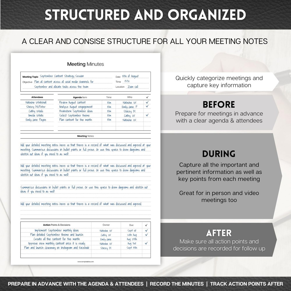 Meeting Minutes Note Taking Professional Notepad | Plan, Record and Track Act...