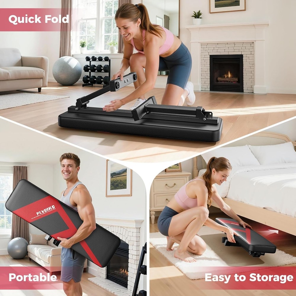 Flat Bench Foldable Flat Weight Bench Easy Assembly Strength Training Bench