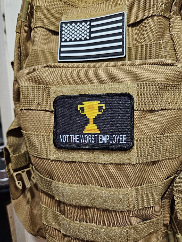 Not the worst employee trophy meme 2"x3" hook & loop funny patch