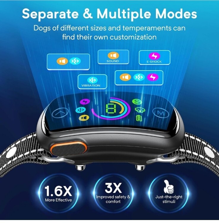 Dog Bark Collar 2 in 1 Separate & Multiple Customized Beep Vibration Shock Mode