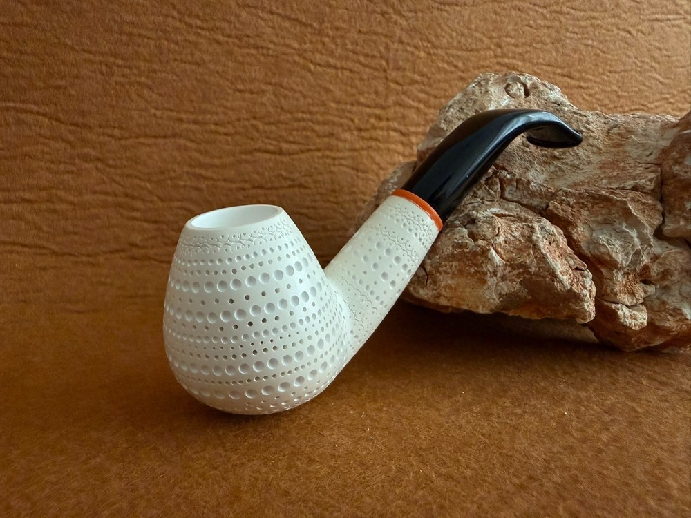 Meerschaum Exlcusive Design Pipe Push and Pull Acrylic Stem with Fitted Case