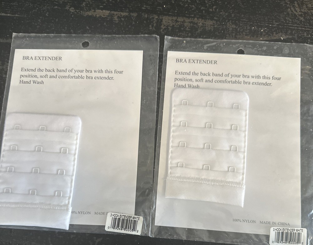 Bra extenders Supportables- white - 3 hook nylon - NWT 2 Pack