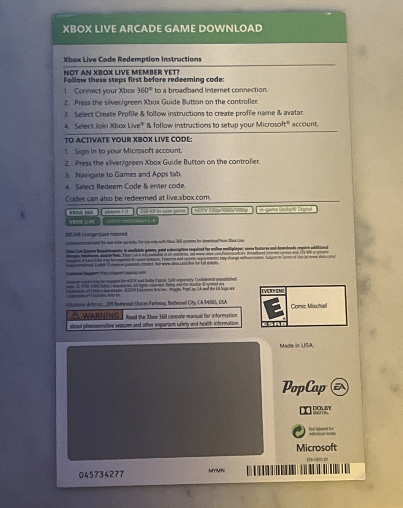 Peggle 2 Microsoft Xbox 360 Game Download Code NEW