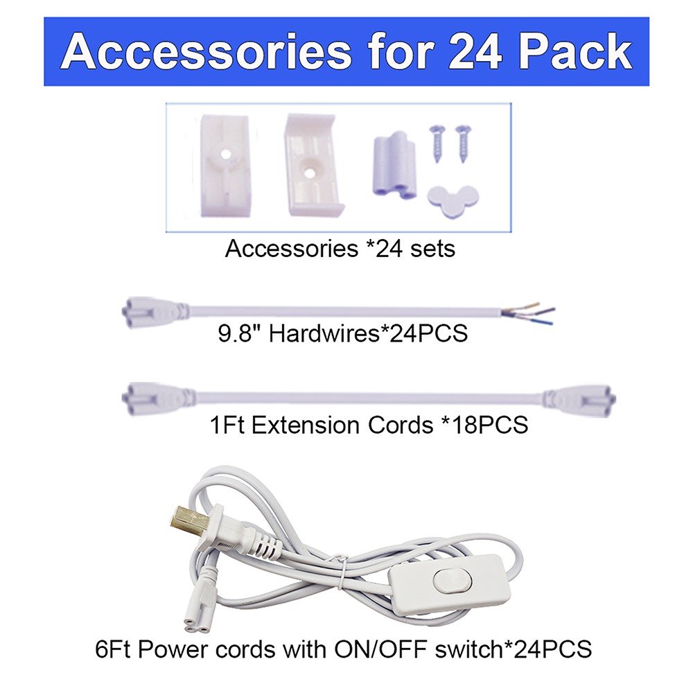 24 Pack 40W 4FT UV Led Black Light Bar DJ Stage Light Linkable Plug in and Play