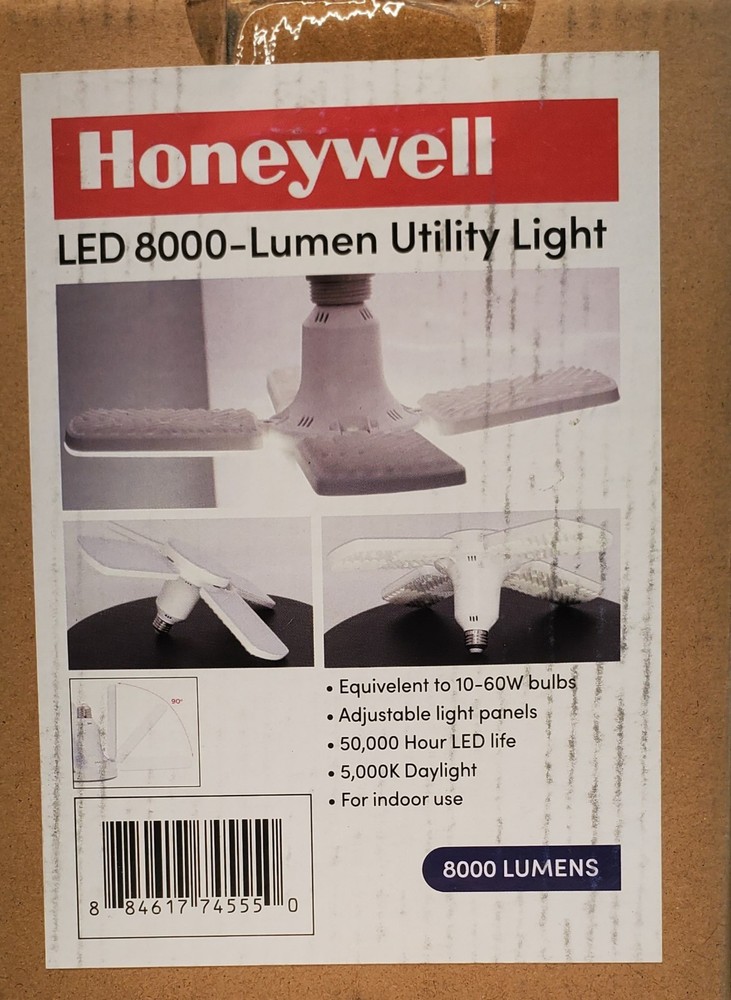 Honeywell 8000 Lumen LED Utility Light, 4 Adjustable Light Panels