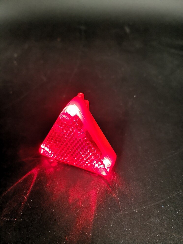 2 PC LED Triangle Safety Blinker w Clip Red Light Multi-functional US Seller