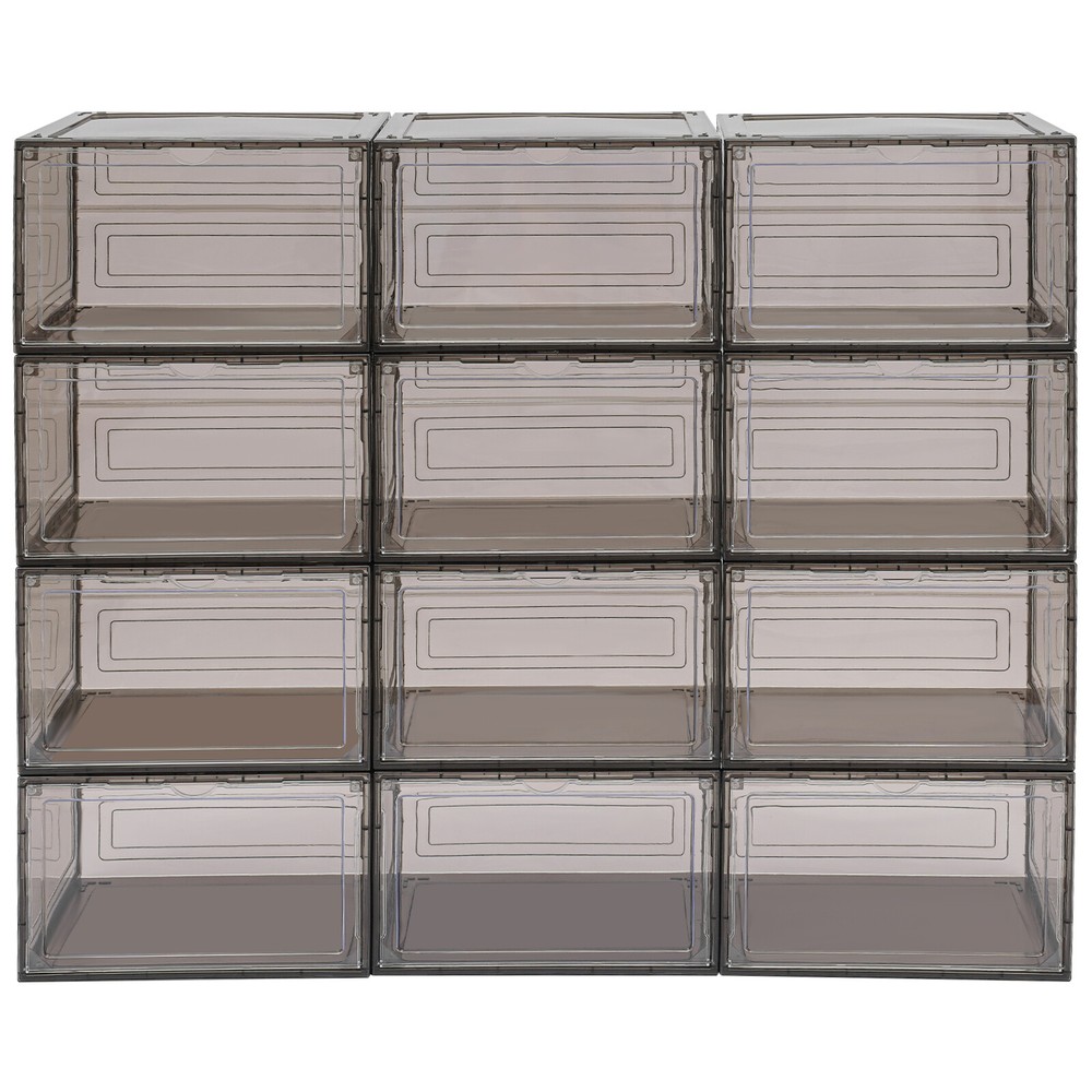 12PCS Stackable Sneaker Display Case Container Shoe Storage Box Organizer