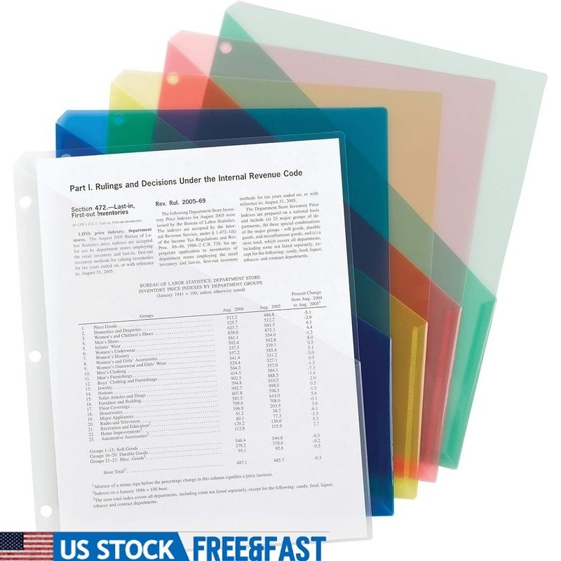 Translucent File Jackets 10 Pack Water Resistant Document Sleeves Polypropylene