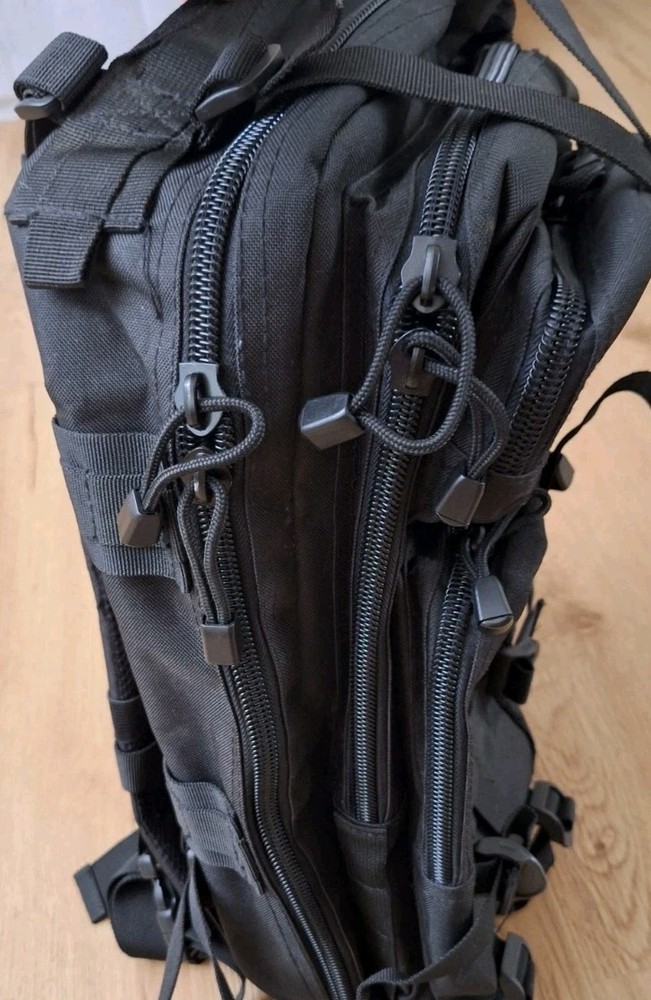 Military Tactical Black Backpack Pockets
