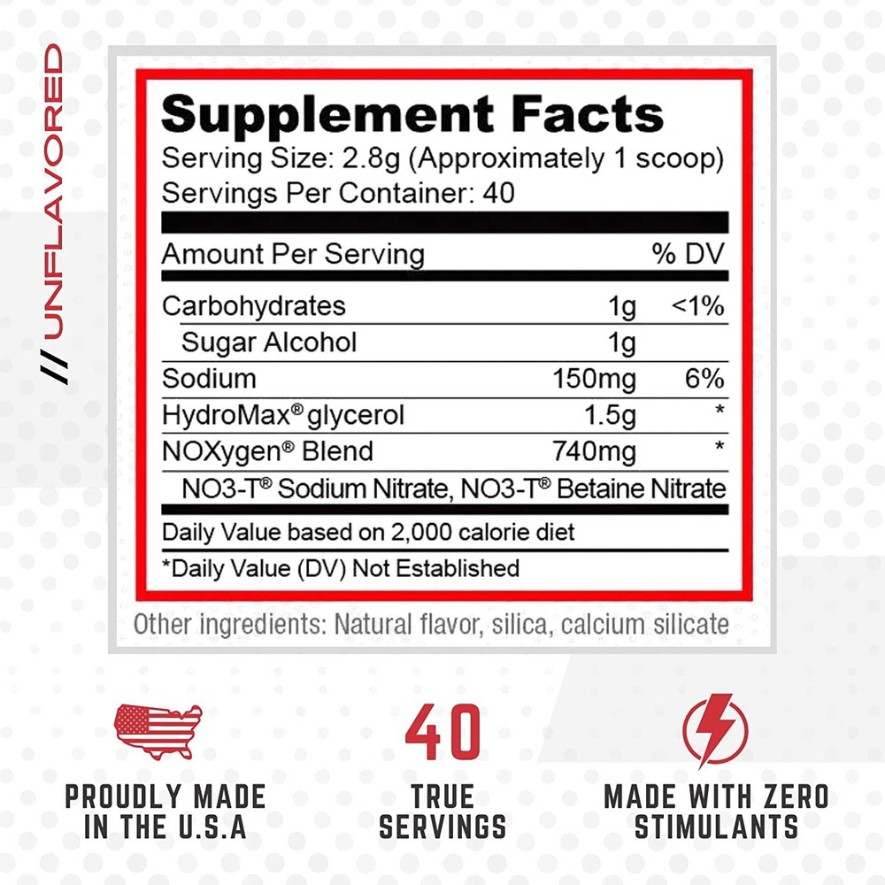 Purus Labs Noxygen - Unflavored Pre-Workout Accelerator, Nitric Oxide 40 Serving