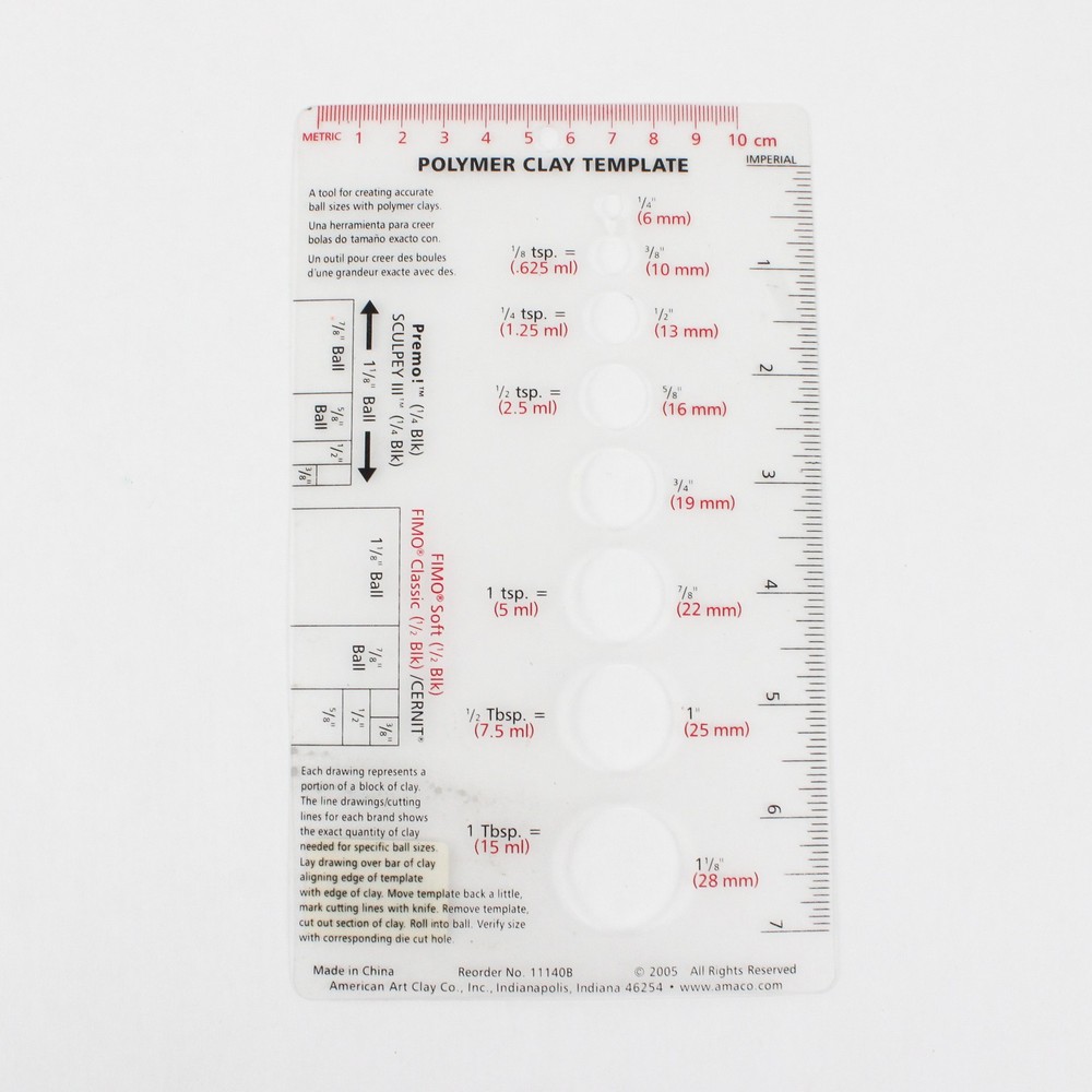 Assorted Small Clay Hand Tools, 11 Pieces Including Template