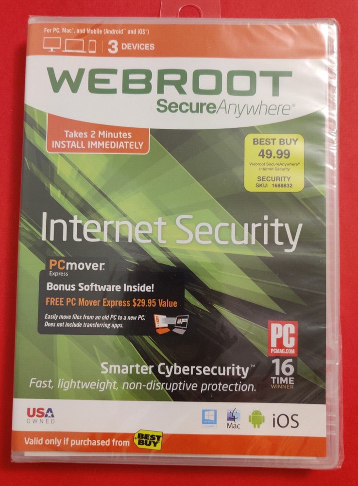 Webroot Secure Anywhere: Internet Security Full Version DVD New In Package!
