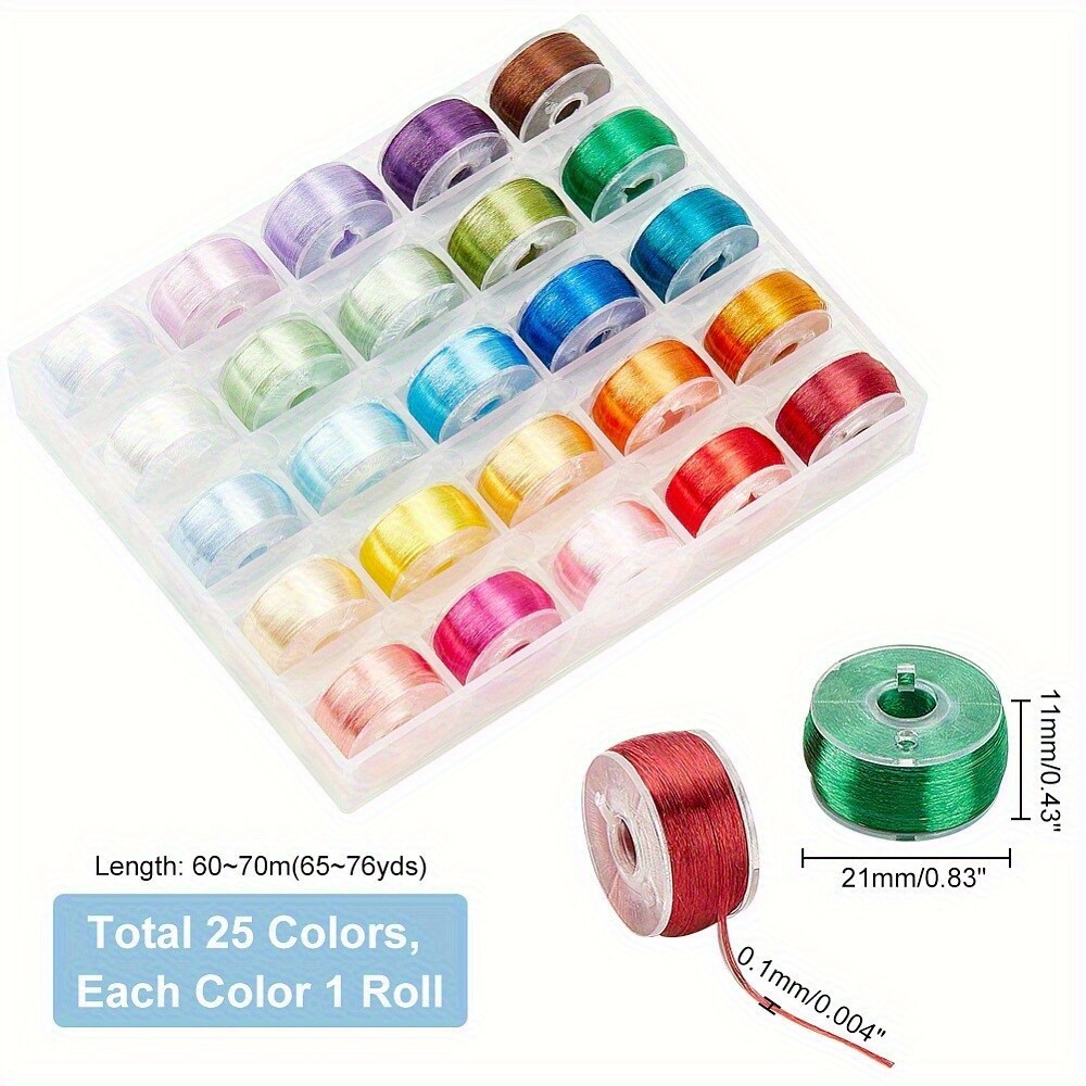 1box 25 rolls Polyester High Gloss Single-Strand Thread with Plastic Bobbin