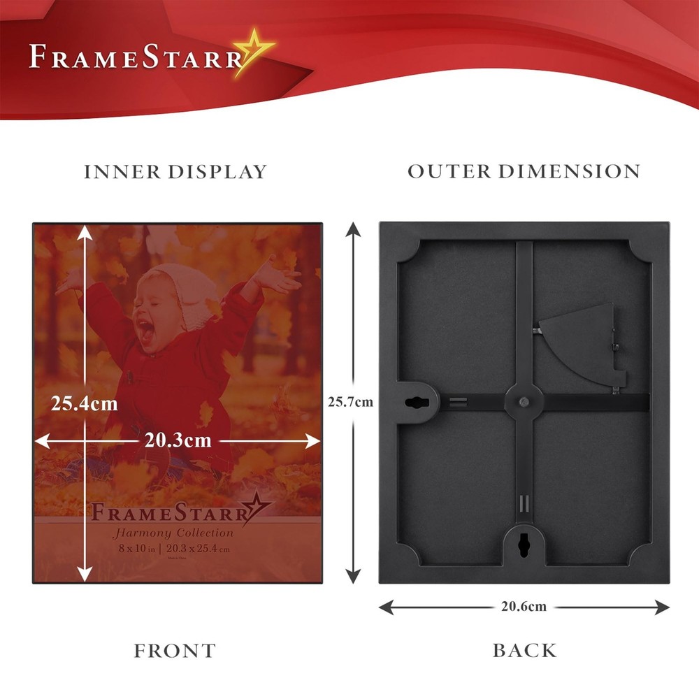8x10 Picture Frame Set (Black, 3 Pack), Front-Loading Contemporary Modern Sty...