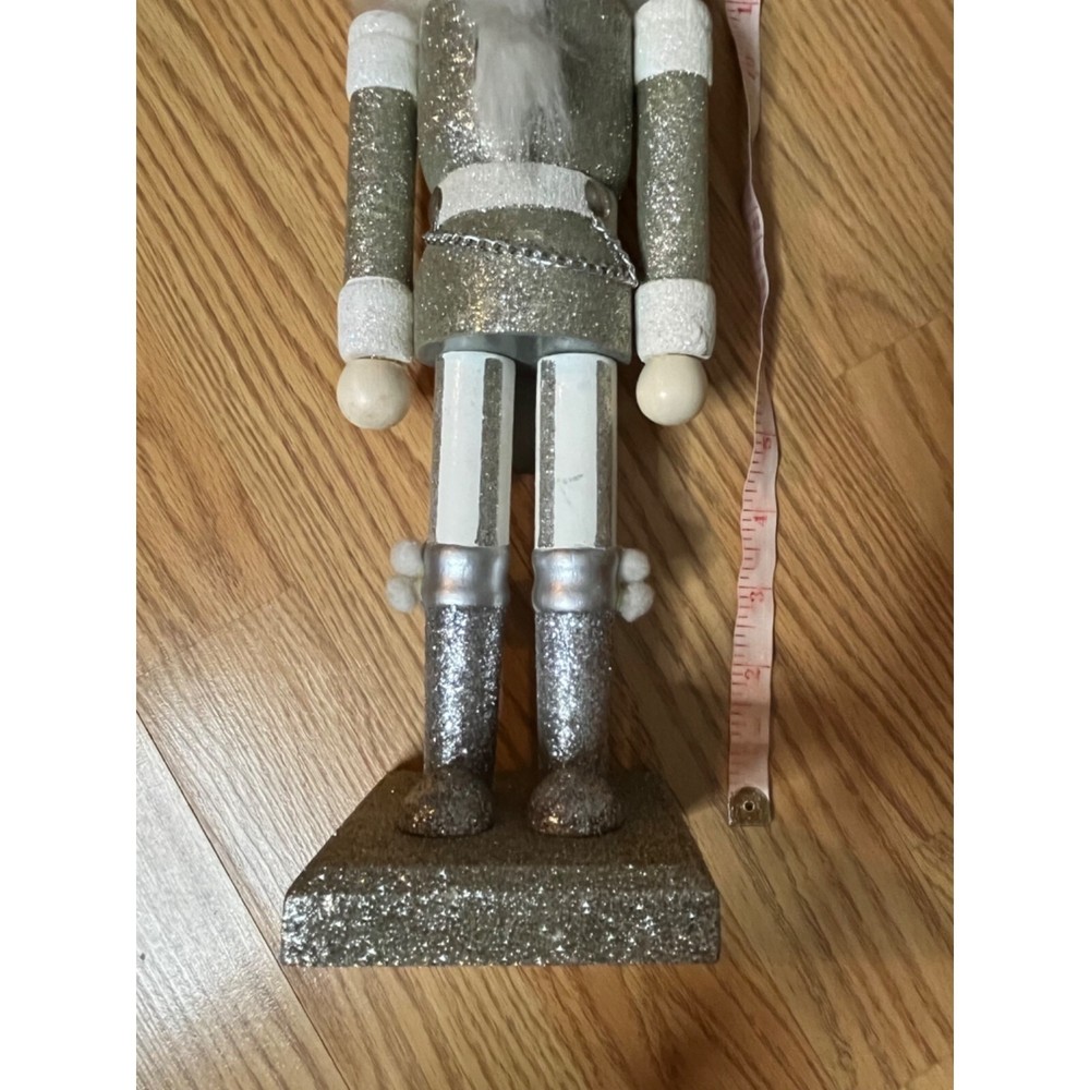 Silver Glitter Nutcracker Soldier Decoration 14"
