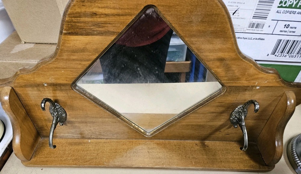 Vintage Coat Hanger Mirror Hook Brass
