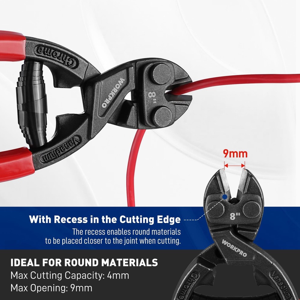 WORKPRO 8" Mini Bolt Cutter Compact Bolt Cutters for Cutting Wire Cables Chains