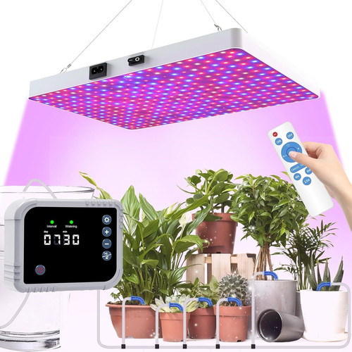 LED Grow Light with Automatic Light+Automatic Watering System, White