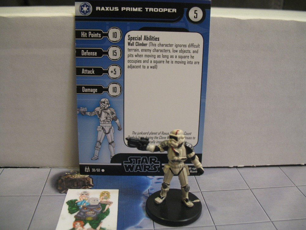 =Star Wars Miniatures FORCE UNLEASHED Raxus Prime Trooper 38/60 with card =