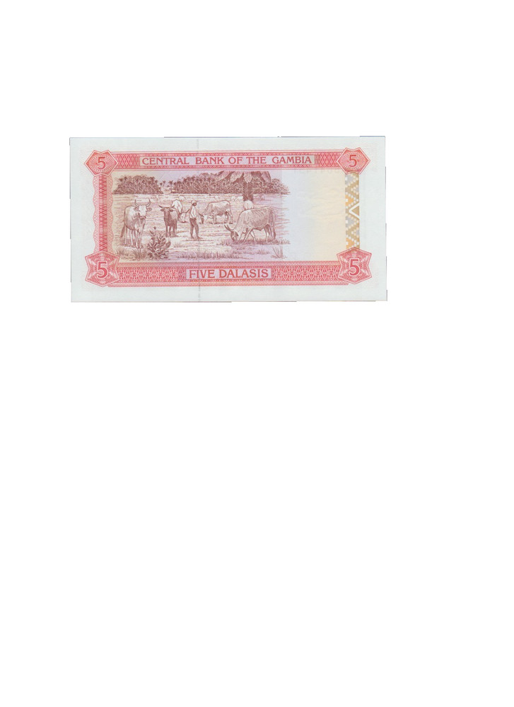 GAMBIA 5 DALASIS BANKNOTE P12 UNCIRCULATED