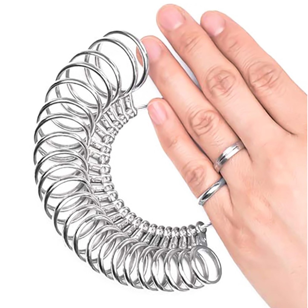 Auckyeer Ring Sizer Measuring Tool 27 Pcs, Sizing Kit metallic color