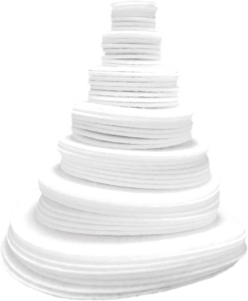 White Stiff Felt Circle (3/4 to 4 Inch Mixed Size Pack - 54Pc)