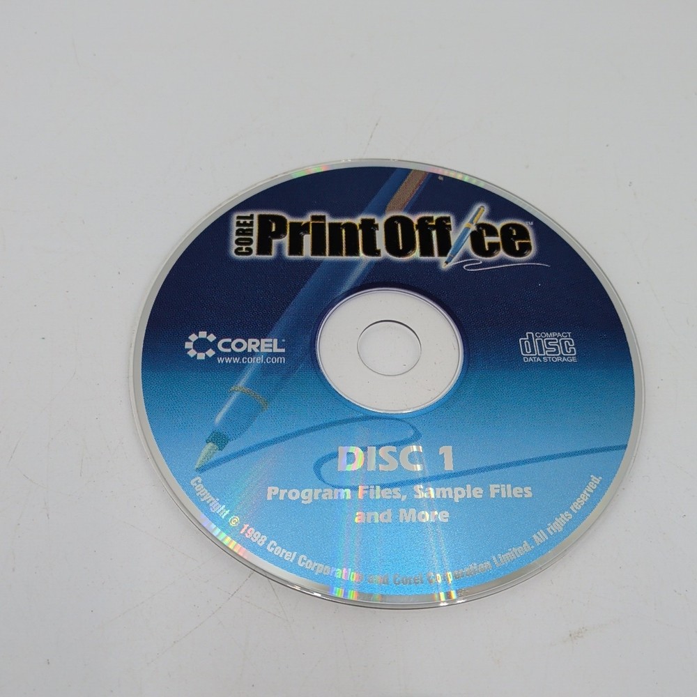 Corel Print Office PC CD-ROM Software Complete With All 3 Discs