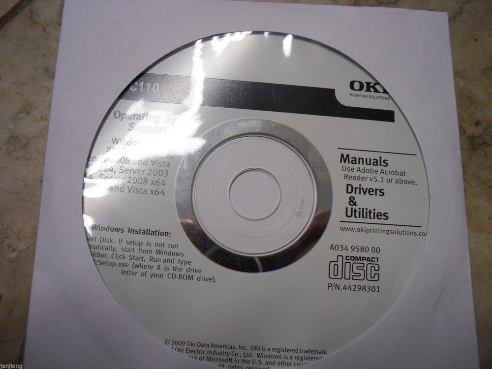 New ! Genuine Okidata OKi C110 Printer CD Software Drivers Utilities and Manuals