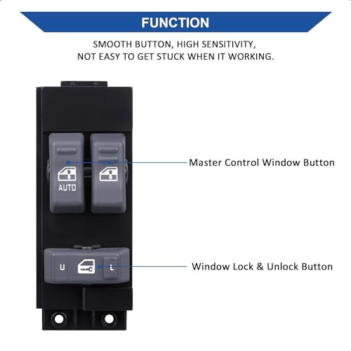Driver Side Power Window Control Switch Gray Buttons, Compatible with 1999