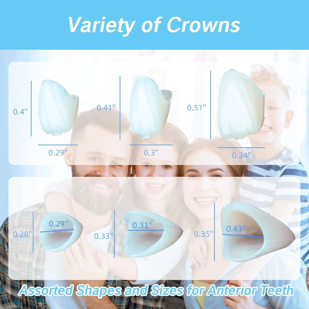 Tooth Caps for Broken Tooth Mixed Sizes Dental Temporary Crown Kit Front Cap
