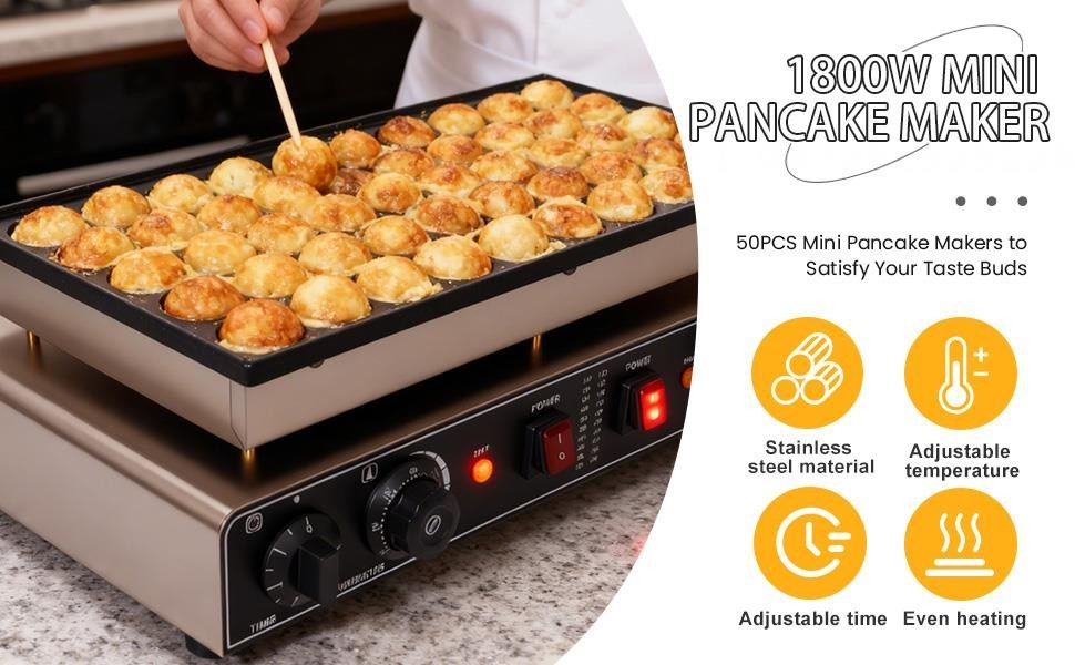 50PCS Mini Dutch Pancake Baker 900W Non-stick Waffle Maker Machine Breakfast