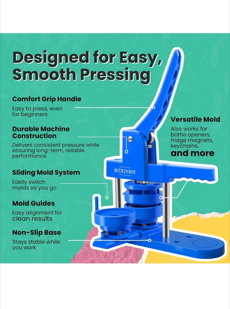 Nice2have Button Maker Machine – Multiple Size Molds– Pin Maker Machine Kit...