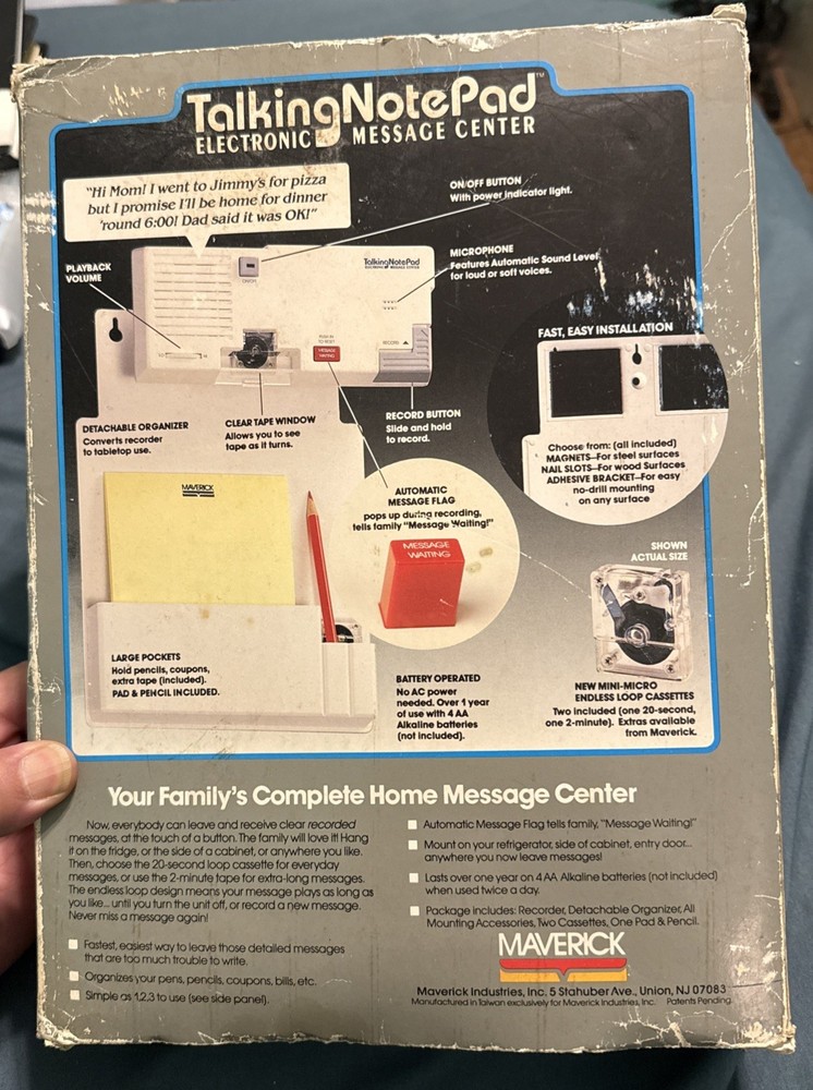 Vtg Talking Notepad Electronic Message Center Note Pad Pencil New Open Box