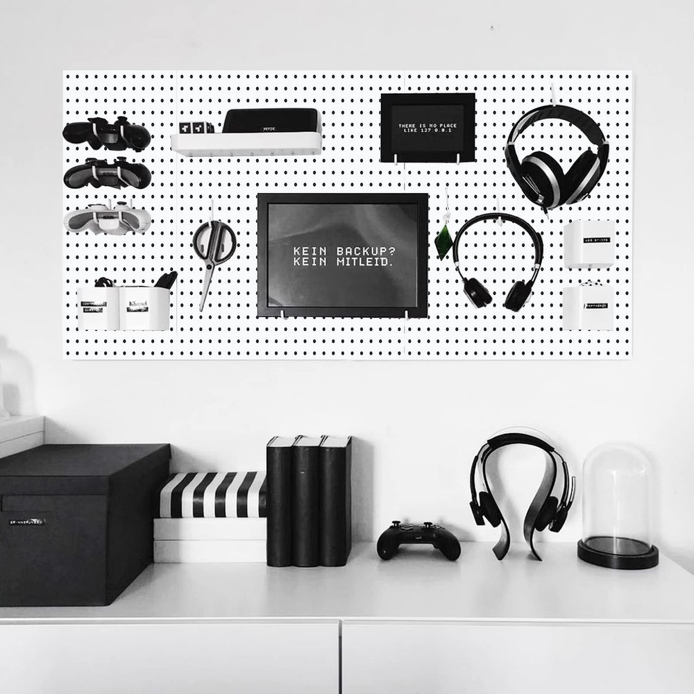 2 Pcs Pegboard, Metal Pegboard Wall Panels - Pegboard Wall Organizer System -...